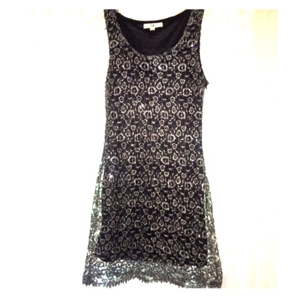 Ya Los Angeles silver and black shimmer dress size S